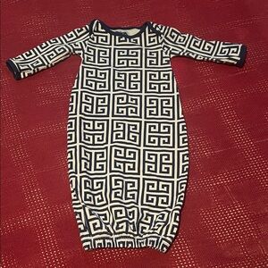 0-6 months Mud Pie Navy and White Geometric Baby Gown